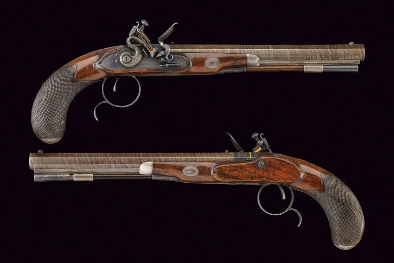 A pair of flintlock pistols by Fowler