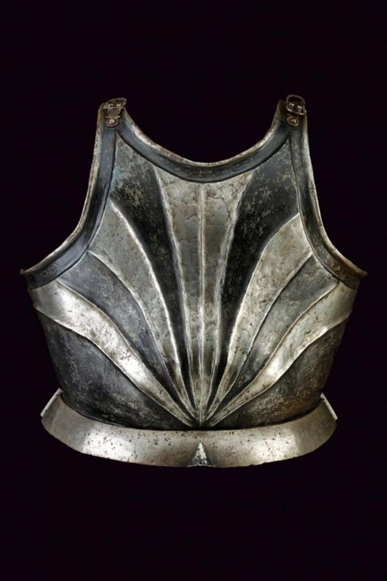 A black and white breast plate
