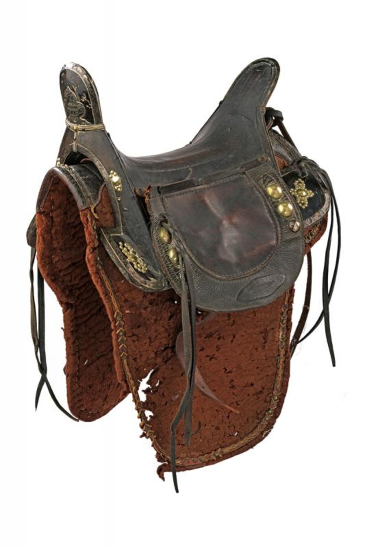 A silver-nielloed mounted saddle