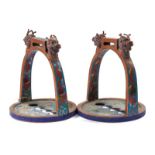 A pair of enameled stirrups