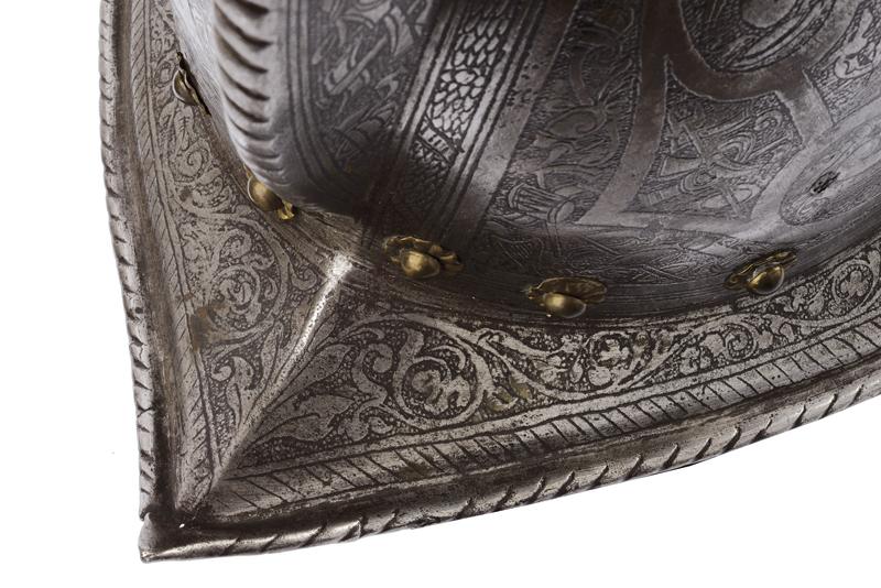 A finely engraved morion - Image 4 of 5