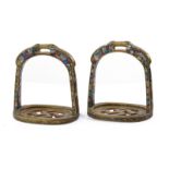 A rare pair of enameled stirrups