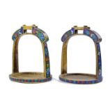 A pair of enameled stirrups