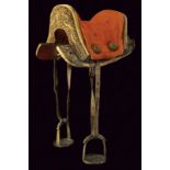 An exceptional saddle with gilded brass mounts