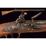 A flintlock gun with interesting barrel