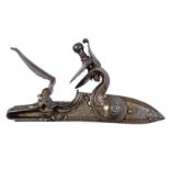 A rare left side pistol flintlock by Mortimer