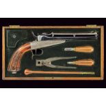 A cased very rare Colette gravity pistol by Jongen