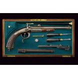 A rare cased breech loading target pistol by Springer Erben