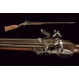 A double barrelled flintlock gun