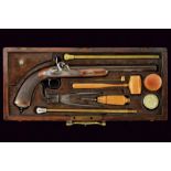 A cased percussion target pistol by Gastinne Renette