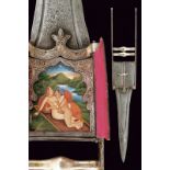 A katar with painted erotic scenes