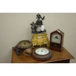Late 19th century circular mahogany cased postman's alarm clock,