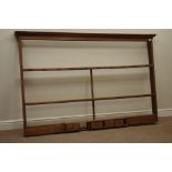 18th century oak three height wall hanging delph plate rack, with spice drawers, W191cm, H122cm,