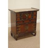 Korean hardwood altar cabinet, combination of cupboards and drawers, W72cm, H75cm,
