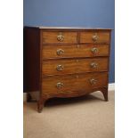 Early 19th century mahogany chest, two short and three long drawers, splayed bracket feet, W109cm,