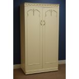 Cream and gilt double wardrobe, W91cm, H178cm,