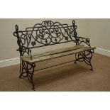 Cast iron and wood slatted garden bench, W120cm Condition Report <a href='//www.