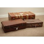 Mid 20th century wooden bound travelling trunk and two vintage suitcases Condition