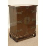 Oriental hardwood drinks cabinet, fitted interior with drawers enclosed by two doors,
