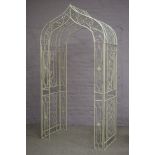 Cream finish wirework metal garden arch arbour, W129cm,