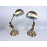 Pair of burnished metal adjustable reading/ desk lamps (2) Condition Report <a