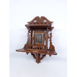 late Victorian pine and walnut wall shelf,