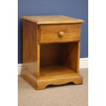 Rustic hardwood bedside cabinet with drawer, W49cm, H62cm,