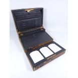 Victorian high quality leather bound writing slope/ correspondence box with fitted interior,