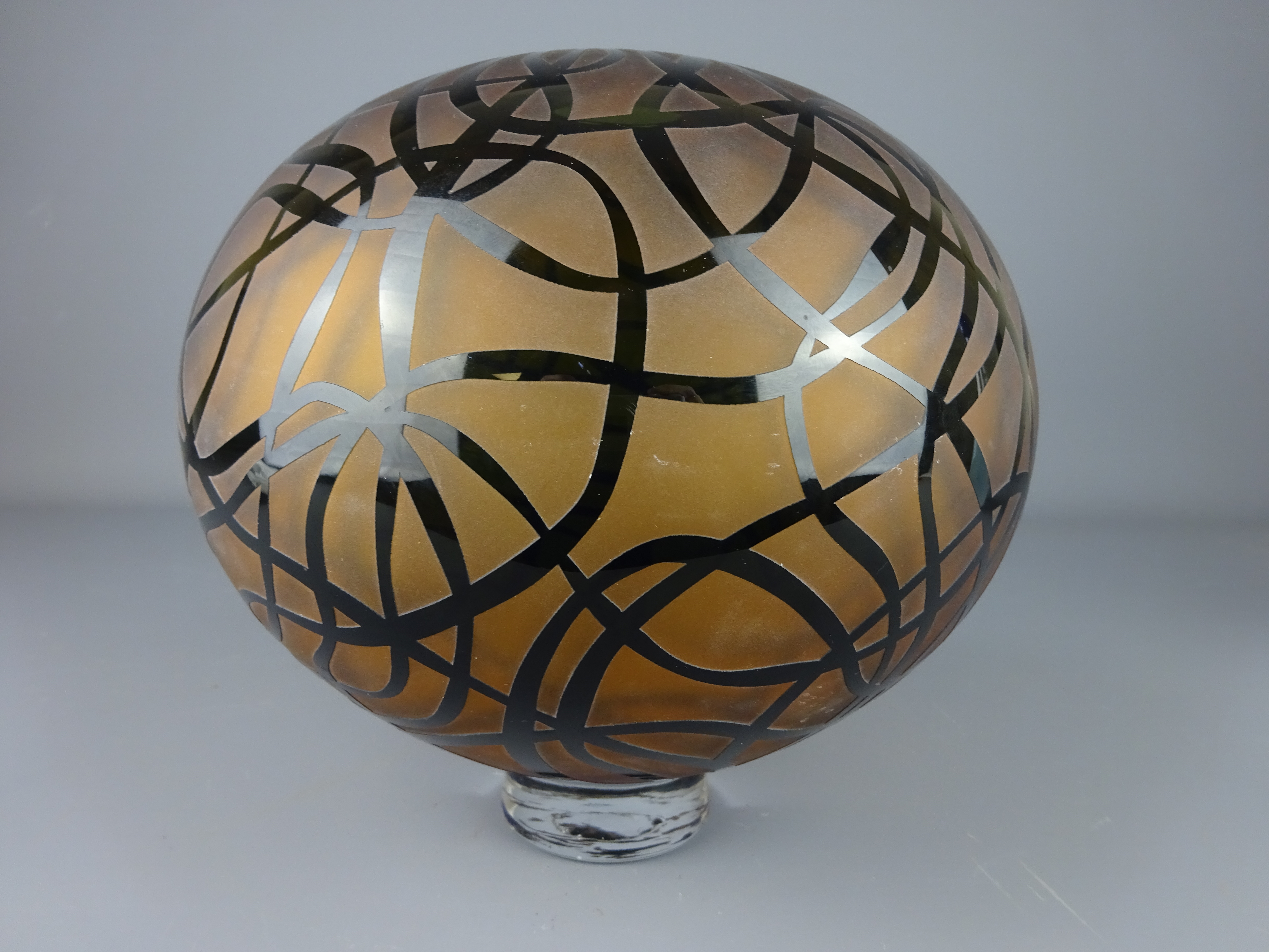 Gillies Jones of Rosedale, globular shaped glass vase with cut overlay finish, 2 of 95, D21.