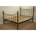 Victorian style antique brass finish 5' Kingsize bedstead Condition Report <a