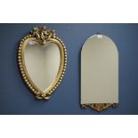 Gilt heart shaped mirror,