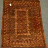 Persian Beluchi rug, stylised geometric design,