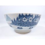 18th/ 19th Century Chinese blue and white Export porcelain bowl decorated with island villages,