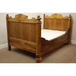19th century French walnut large single 3' 8'' bedstead,