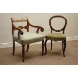 Regency mahogany elbow chair and a Victorian balloon back dining chair Condition Report