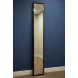 20th century rectangular tall narrow black lacquered and gilt mirror,