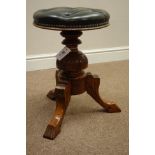 Late Victorian carved walnut piano stool,