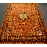 Persian Heriz design red ground rug/wall hanging,