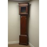 Late 18th/early 19th century oak longcase clock case, square hood, on bracket feet,