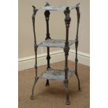 Cast metal three tier pan stand, H71.5cm Condition Report <a href='//www.