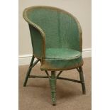 Lloyd Loom type green and gilt bedroom chair