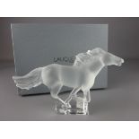 Lalique running horse glass sculpture, with original box,
