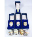 Eight Halcyon Days Easter egg shaped enamel boxes, 1990 - 1997,