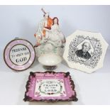 Victorian Wallis Gimson & Co commemorative plate for William Ewart Gladstone,