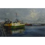 Scarborough Harbour, 20th century oil on canvas board signed by A.E Gray 37.