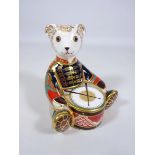 Royal Crown Derby Teddy Drummer paperweight with gold stopper,