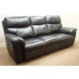 Three seat electric reclining sofa (W225cm), and matching two seat sofa (W160cm),