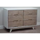 Rustic waxed paint finish and reclaimed pine six drawer chest, W120cm, H80cm,