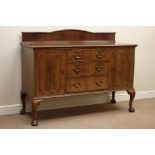 Early 20th century 'Harrods of London' mahogany sideboard, two cupboards and three drawers,