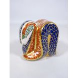 Royal Crown Derby Snake paperweight with gold stopper,